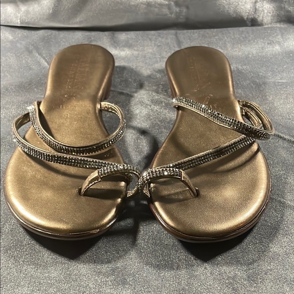 Italian Shoemakers Gold Sandals Minimalist Design